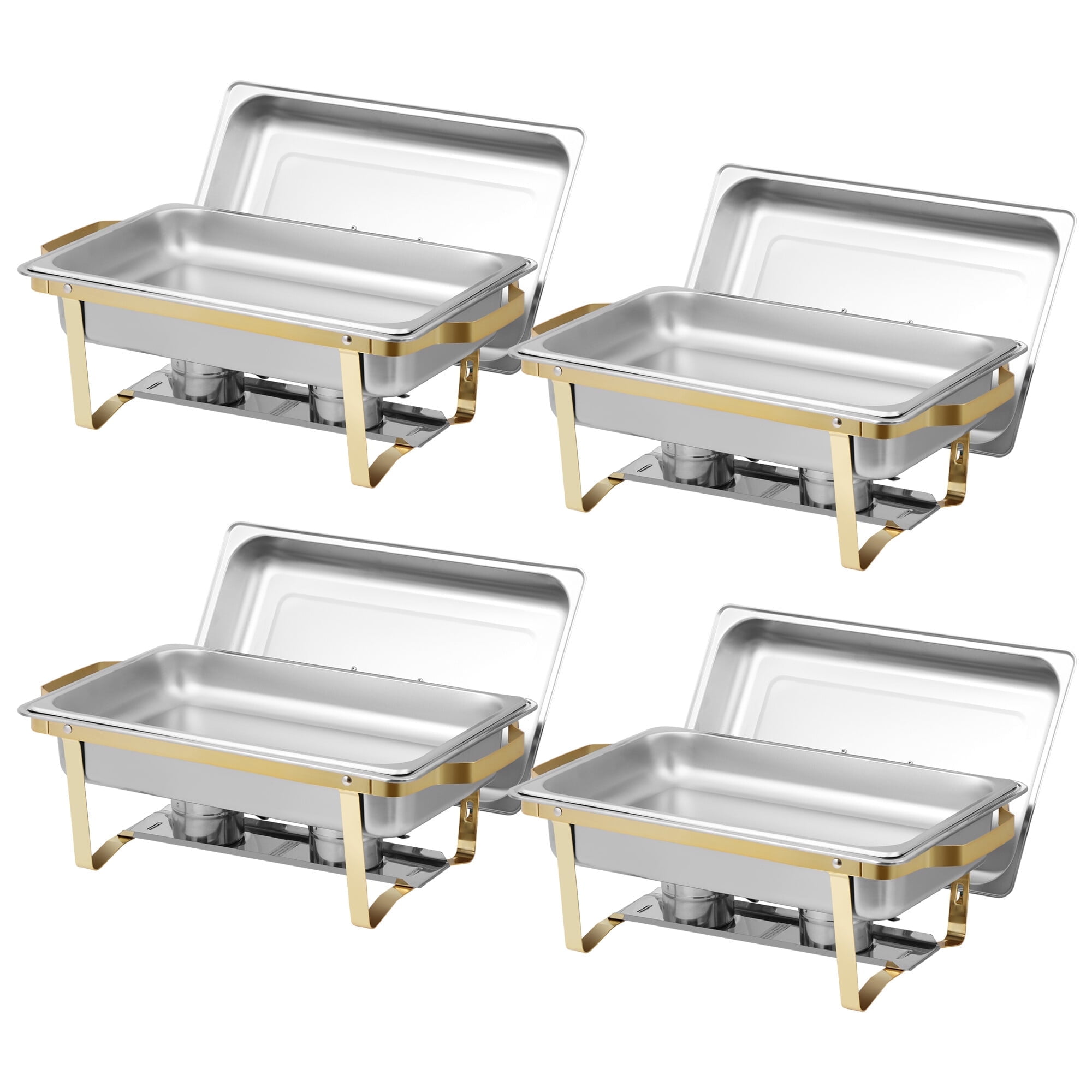 ZENSTYLE 4 Pack Full Size Chafer Buffet Set 8 Qt Rectangular Chafing ...