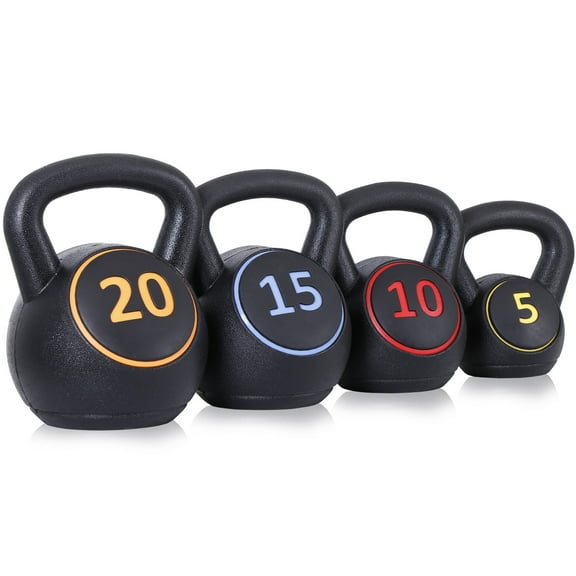 ZENSTYLE 4-Piece Kettlebell Set, 5lb, 10lb, 15lb, 20 lb for Home Gym Exercise Fitness Weights