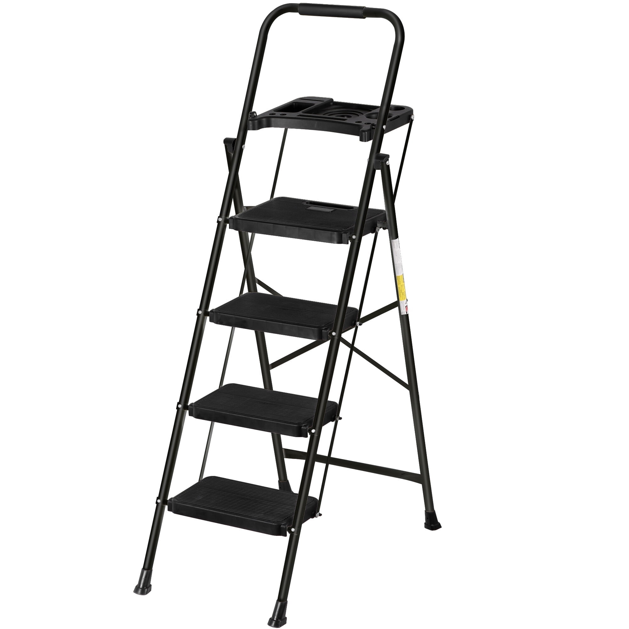 ZENSTYLE 4 Step Ladder Folding Step Stool Portable Metal Frame Ladder ...