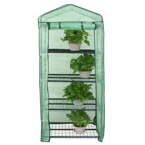 ZENSTYLE 4 Tier Mini Green House Shaped Zipper Design Waterproof Outdoor Indoor PE Cover Greenhouse