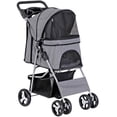 thumbnail image 1 of ZENSTYLE 4 Wheels Pet Stroller Foldable Carrier Strolling Cart for Cat Dog w/ Storage Basket Gray, 1 of 7