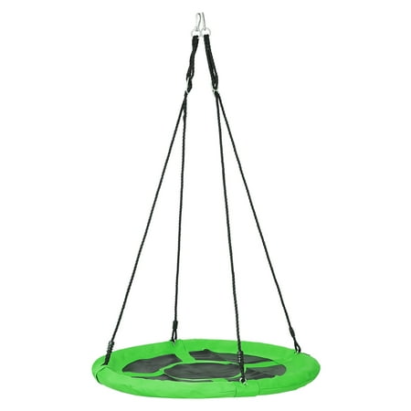 ZENSTYLE 40" Saucer Swing 360° Rotate Adjustable Hanging Ropes Outdoor Web Swing Tree Swing for Kids, Teens (Green)