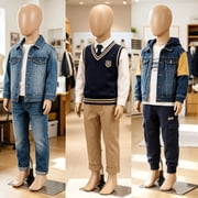 ZENSTYLE 43" Kid Mannequin Full Body Adjustable Child Mannequin with Metal Base Natural