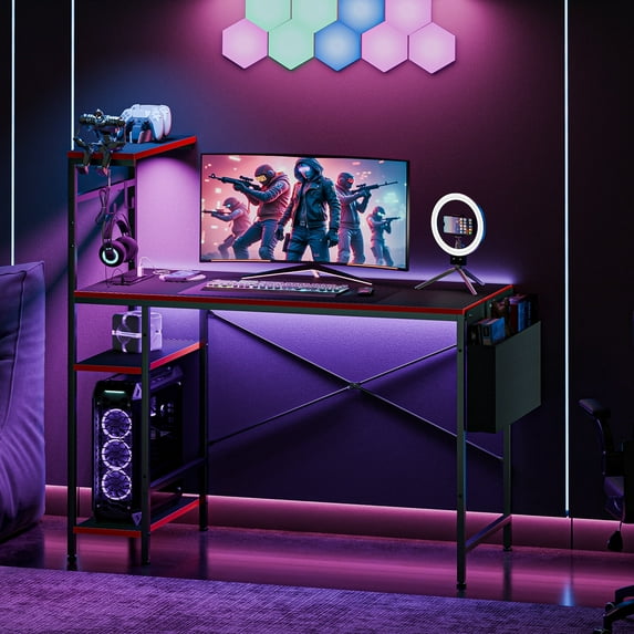 ZENSTYLE 44-Inch Gaming Desk Modern Durable Metal Frame Computer Table ...