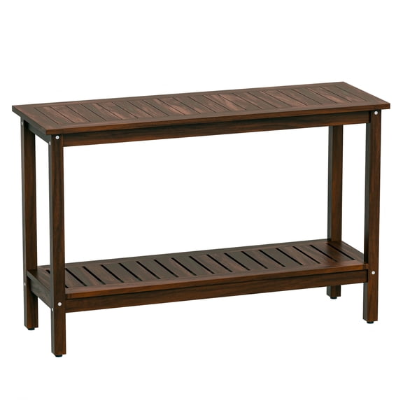 ZENSTYLE 48" Wooden Console Table 2-tier Storage Organizer Display Brown