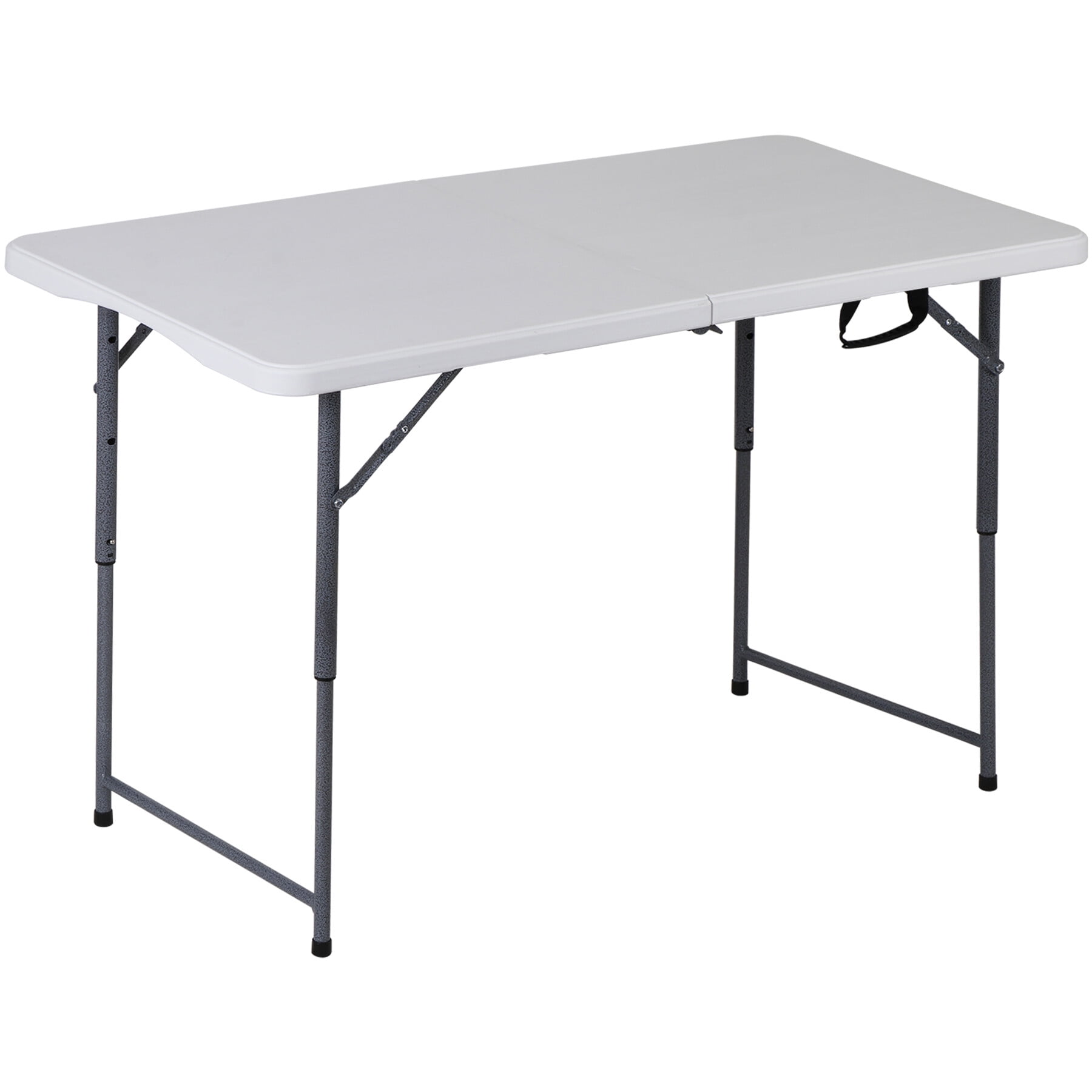 ZENSTYLE 4FT Adjustable Height Folding Table Indoor Outdoor Camping Table for Party White