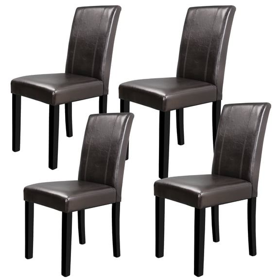 ZENSTYLE 4PCS Dining Parson Chair Simple Style Restaurant Brown Leather Backrest