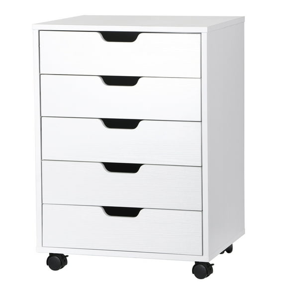 ZENSTYLE 5 Drawers Save Space Storage Cabinet, MDF Metal White, 15.75 in
