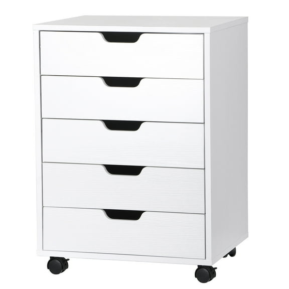 ZENSTYLE 5 Drawers Save Space Storage Cabinet, MDF Metal White, 15.75 in