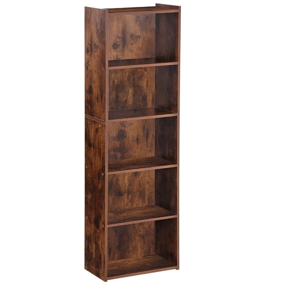 ZENSTYLE 5 Tier Bookcase Bookshelf Storage Wall Shelf Organizer Display Stand Home Office Brown