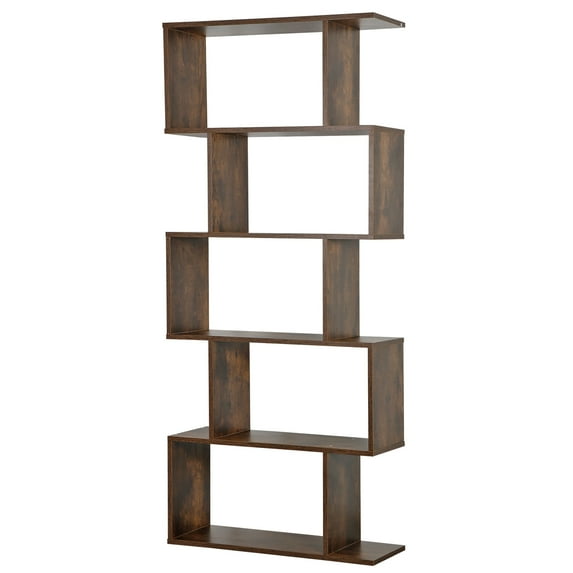 ZENSTYLE 5-Tiers Bookshelf Display Storage Shelf Natural Freestanding Bookcase Home Office
