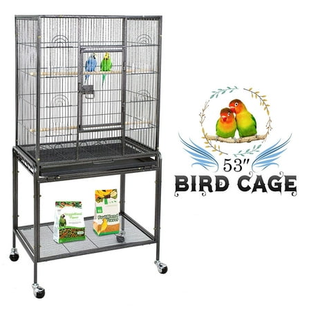 ZENSTYLE 53" Bird Cage with Stand Wrought Iron Frame Birdcage