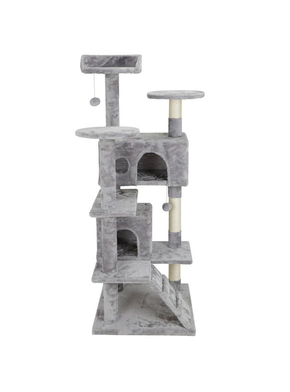 ZENSTYLE 53" H Cat Tree Scratching Post Condo Tower Pet Kitty Playhouse W/ Cave & Ladders Indoor