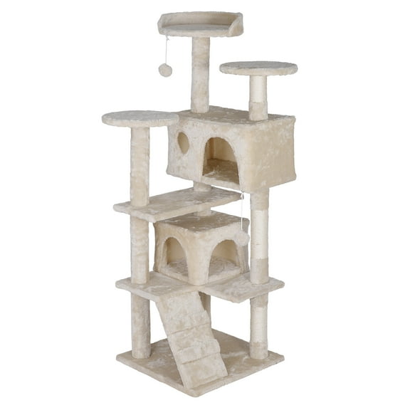 ZENSTYLE 55-in Cat Tree & Condo Scratching Post Tower, Beige