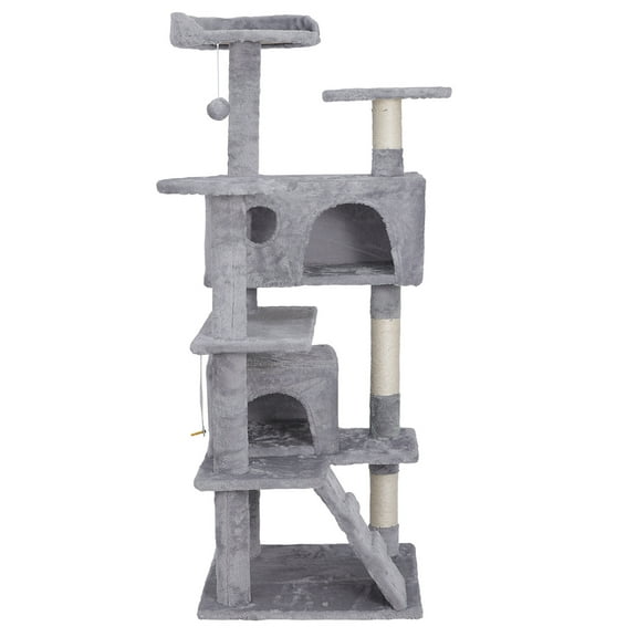 ZENSTYLE 55-in H Cat Tree & Condo Scratching Post Tower, Light Gray