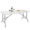 thumbnail image 1 of ZENSTYLE 6ft Rectangular Folding Table Plastic Picnic Camping Desk, Max 220lbs White, 1 of 7