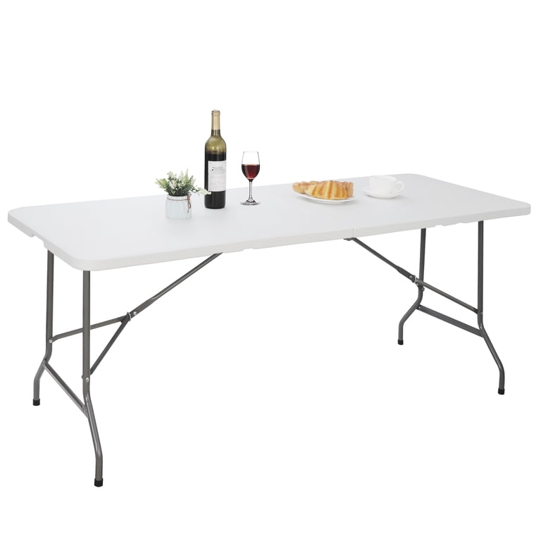 ZENSTYLE Heavy Duty 6ft Large Foldable Rectangular Table, Plastic