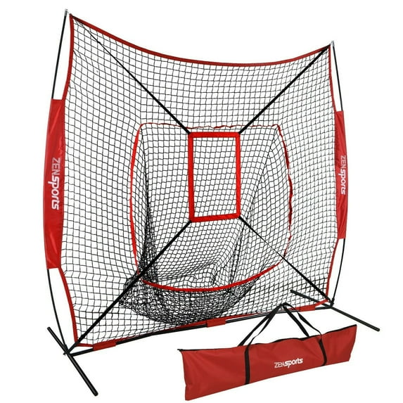 ZENSTYLE 7'×7'Baseball Softball Practice Net Pratice Hitting Pitching Fielding with Strike Zone Target and Carrying Bag