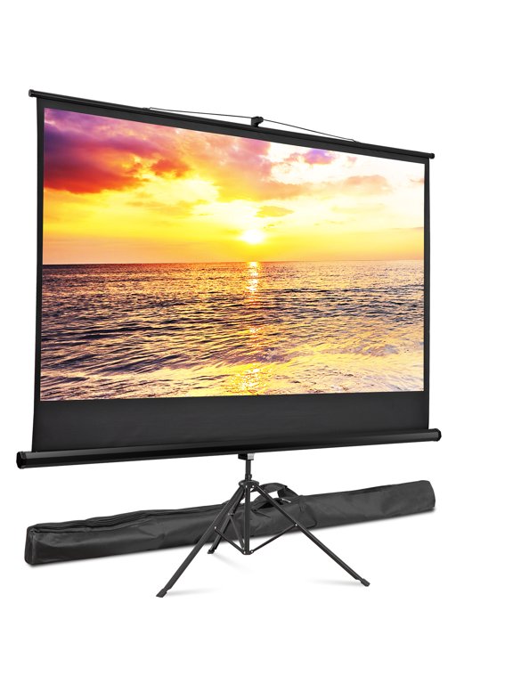 84" 16:9 HD Projector Screen Stable Tripod Stand Movies Presentations with Carry Bag Black