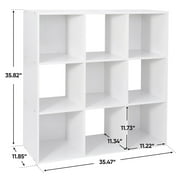 ZENSTYLE 9-Cube shelves Storage Organizer Bookshelf Display Cube Compartments, White