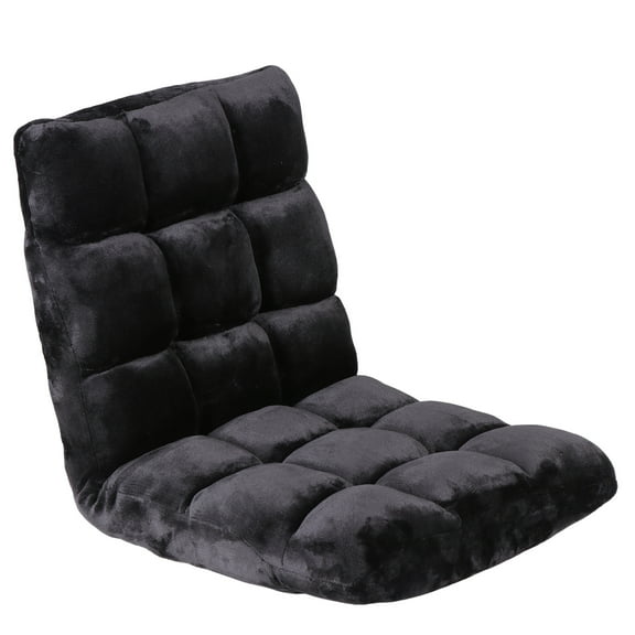 ZENSTYLE Adjustable Floor Chair Bed Couch Recliner Lazy Seat Sofa Chair Folding Gaming Lounger Padding Seat Backrest Indoor Black