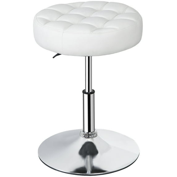 ZENSTYLE Adjustable Swivel Stool Metal Frame Salon Stool Round Vanity Stool Chair for Home, White