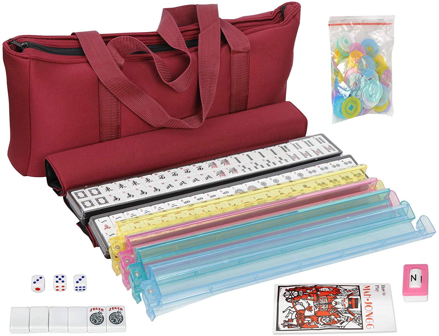 ZENSTYLE American Mah Jongg Mahjong All-in-One with 166 Rack/Pushers,Soft Bag Set Tile 4