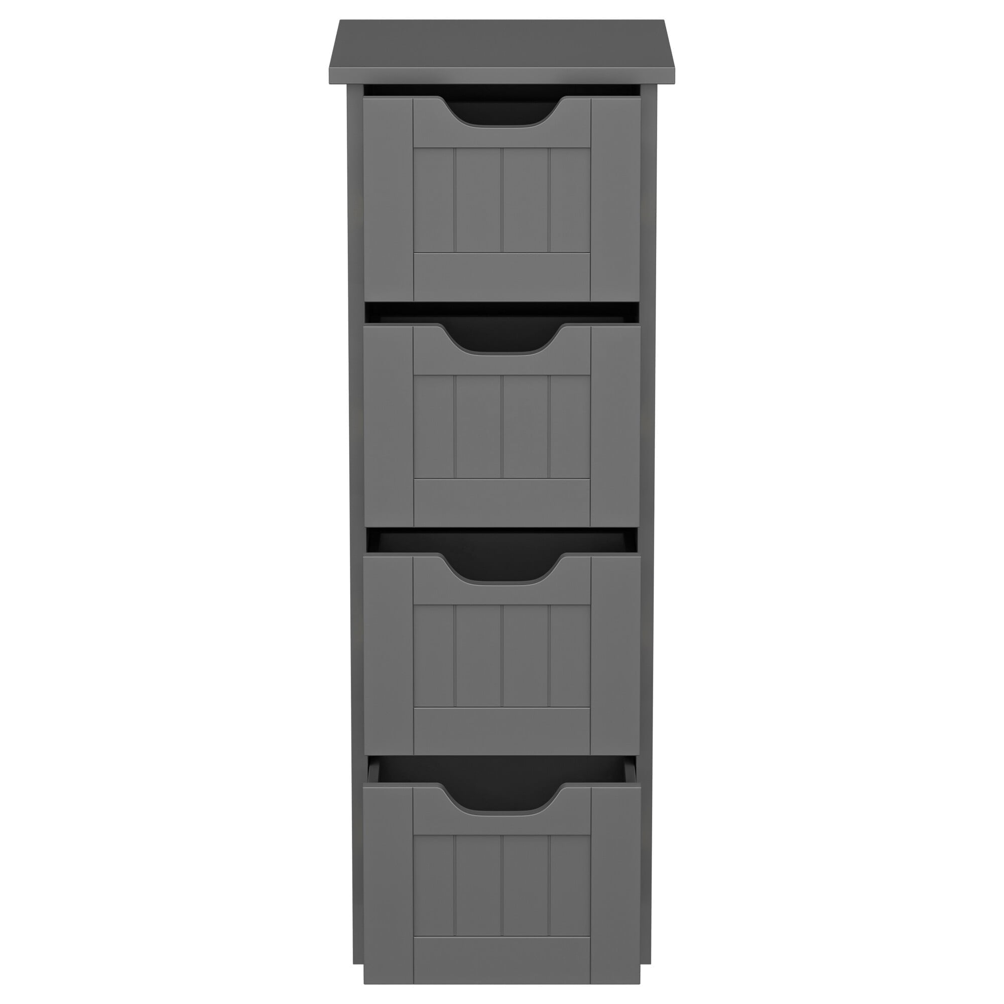 ZENSTYLE Bathroom Floor Cabinet Wood Free Standing Storage Organizer with 4 Drawers Gray