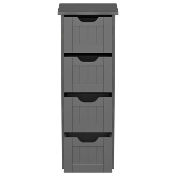 ZENSTYLE Bathroom Floor Cabinet Wood Free Standing Storage Organizer with 4 Drawers Gray