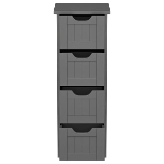 ZENSTYLE Bathroom Floor Cabinet Wood Free Standing Storage Organizer with 4 Drawers Gray