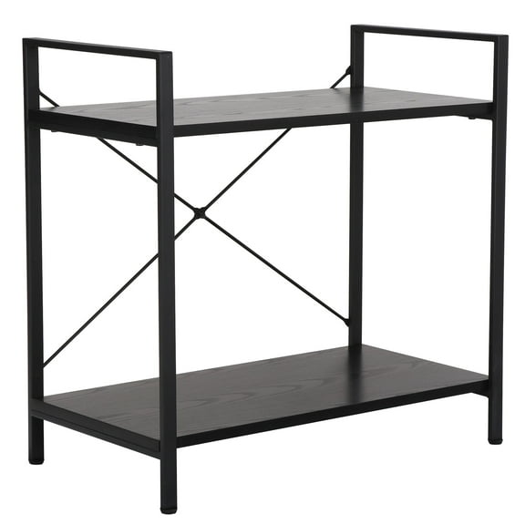 ZenStyle 2-Tier Particle Board Storage Shelves with Metal Frame, 22.44"H x Black, 1-Pack