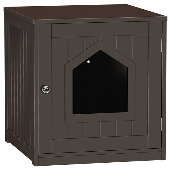 ZENSTYLE Cat House & Side Table Cat Home Nightstand Indoor Decor Kitty Sleep Durable - Brown