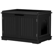 ZENSTYLE Double Door Pet Cat House MDF Frame Multi-Use Storage Cabinet Home, Black
