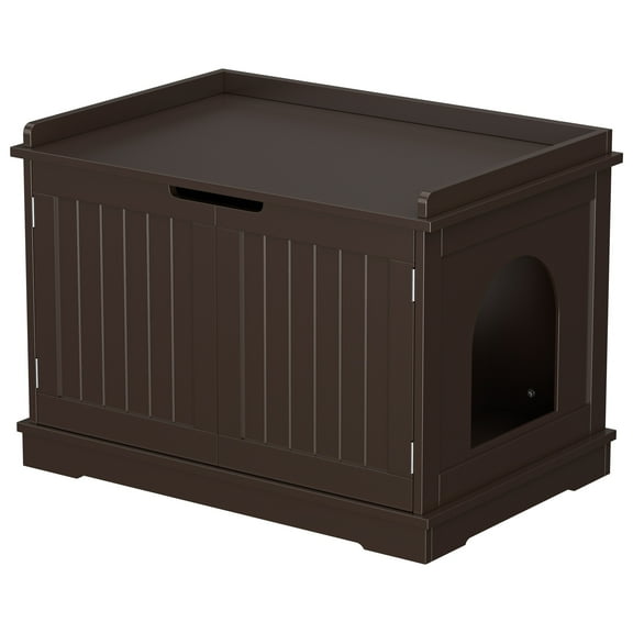 ZENSTYLE Double Door Pet Cat House MDF Frame Multi-Use Storage Cabinet Home, Brown