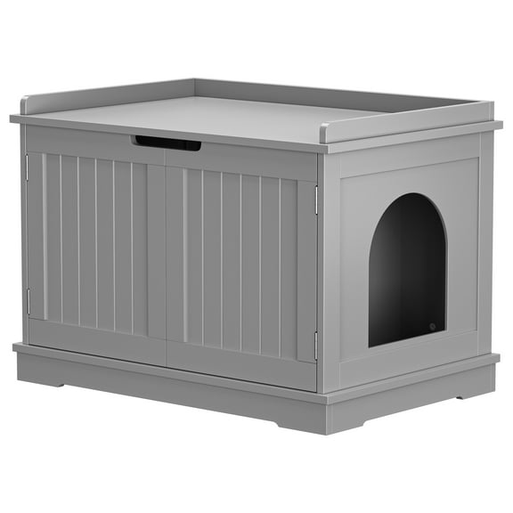 ZENSTYLE Double Door Pet Cat House MDF Frame Multi-Use Storage Cabinet Home, Gray