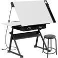 thumbnail image 1 of ZENSTYLE Drafting Table Wooden Drawing Desk Craft Station Artist W/ Stool and Charging Station White, 1 of 10