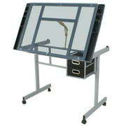 ZENSTYLE Drawing Desk Station Drafting Table Tempered Glass Top