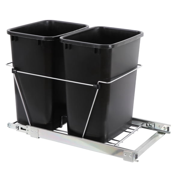 ZENSTYLE Durable 2 Pack Pull Out Trash Garbage Can 35 Quart Sliding Kitchen Waste Container Saving Space Indoor