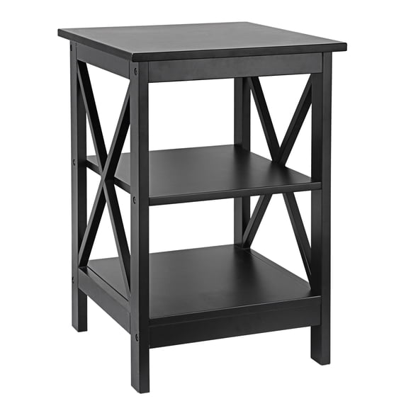 ZENSTYLE End Table Sofa Side Storage Shelf Living Room Bedroom Furniture 3 Tier Saving Space X-Design Black