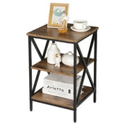 ZENSTYLE End Table with Shelves 3-Tier Side Table X-Shaped Design Living Room
