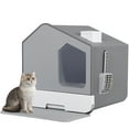 thumbnail image 1 of ZENSTYLE Extra Large Enclosed Cat Litter Box Pets Stain Resistant Anti-Splashing Gray, 1 of 5