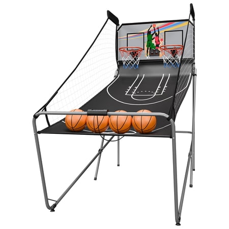 ZENSTYLE Foldable Basketball Arcade Game with LED Scoring & 8 Game Options Electronic Basketball Game Black