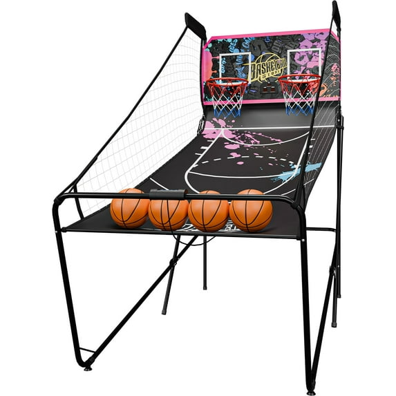 ZENSTYLE Foldable Basketball Arcade Game with LED Scoring & 8 Game Options Electronic Basketball Game Purple