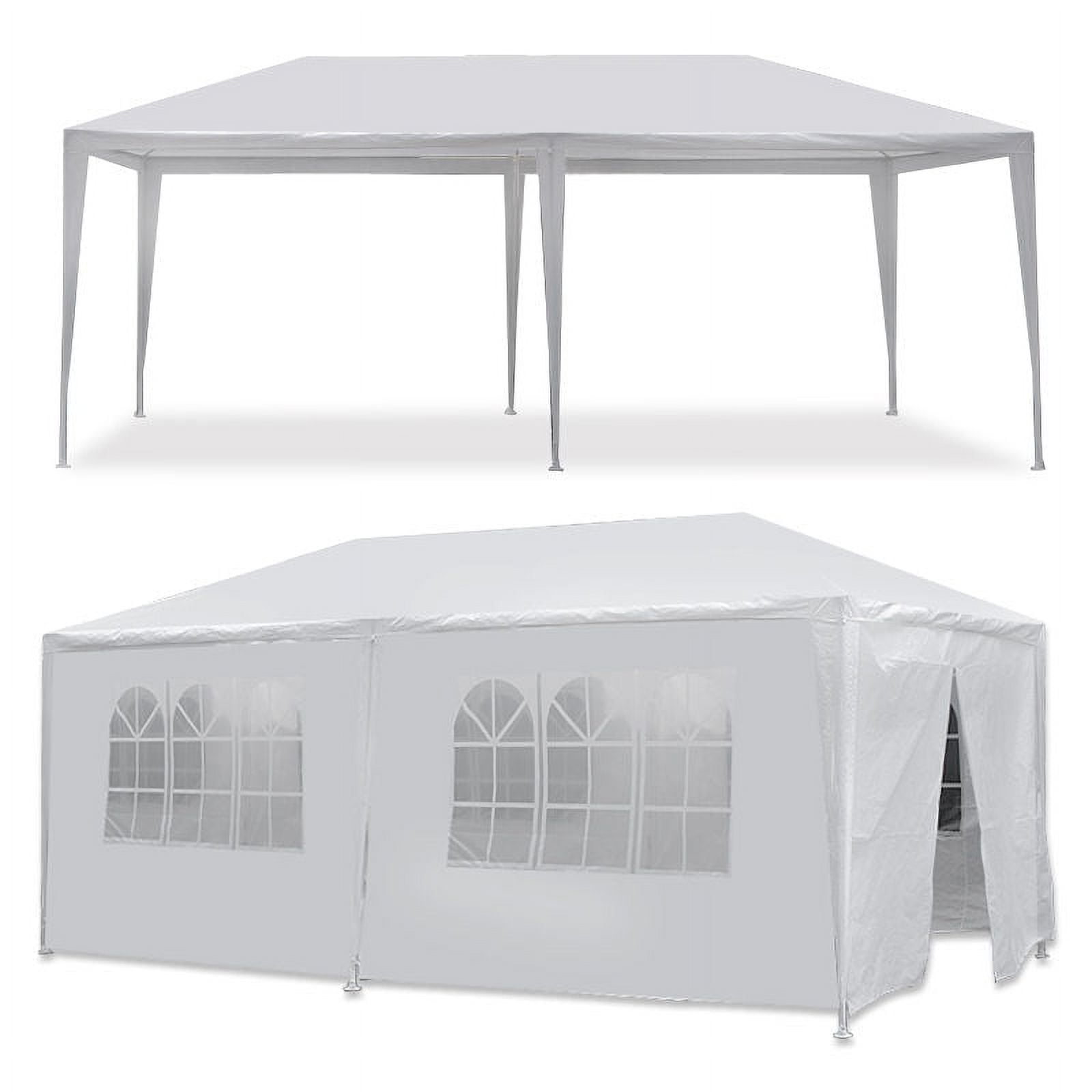 White 10x20 Portable Metal Frame Gazebo with Removable Sidewalls