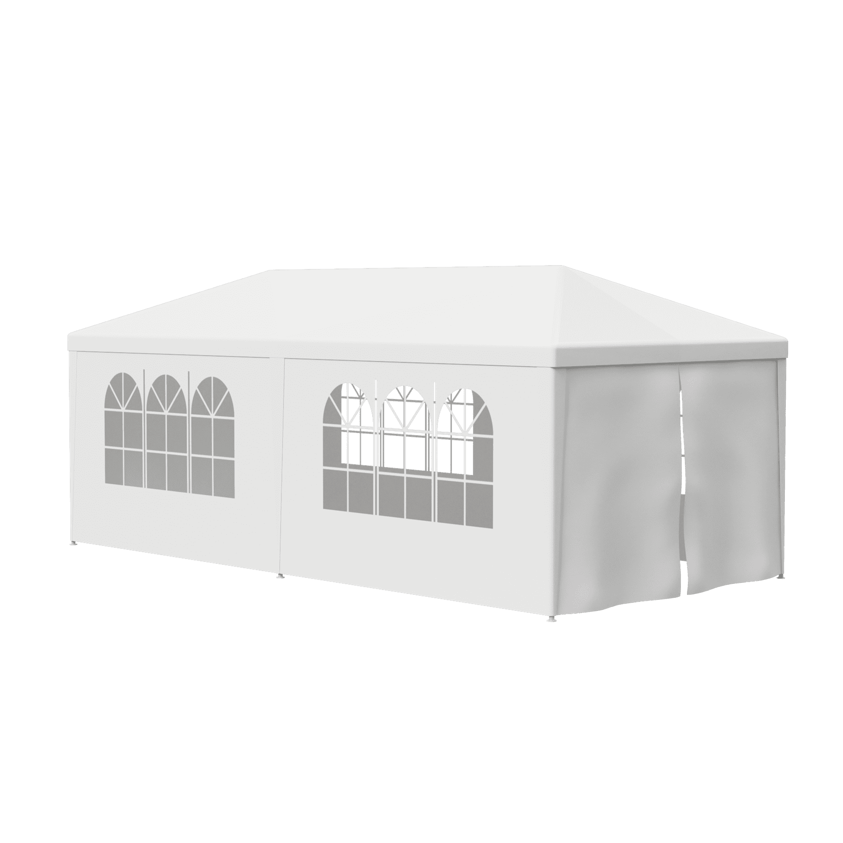 White 10x20 Portable Metal Frame Gazebo with Removable Sidewalls