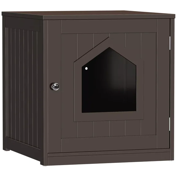 ZENSTYLE Heavy Duty Cat House & Side Table Cat Home Nightstand Indoor Decor Kitty Sleep Durable Brown