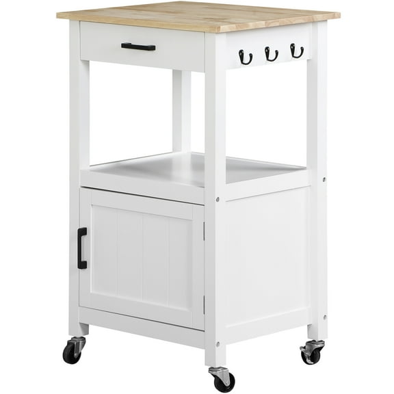 ZENSTYLE Kitchen Cart Durable Kitchen Island Cart with Storage Cabinet Hooks and Drawer White