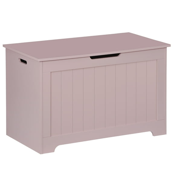 ZENSTYLE Lift Top Entryway Storage Chest/Bench with 2 Safety Hinge, Wooden Toy Box, Pink
