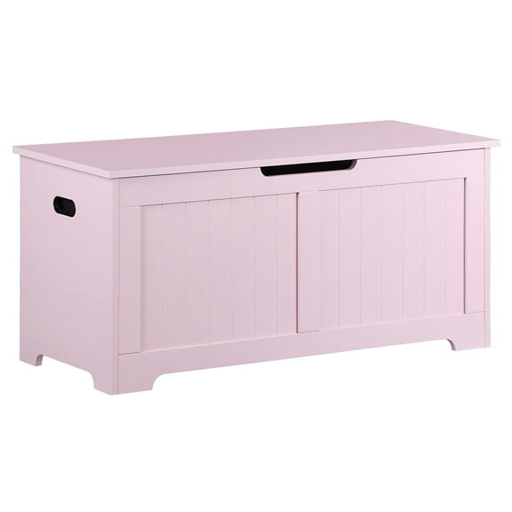 ZENSTYLE Lift Top Entryway Storage Chest/Bench with Side Handles, MDF Frame Toy Box, Pink