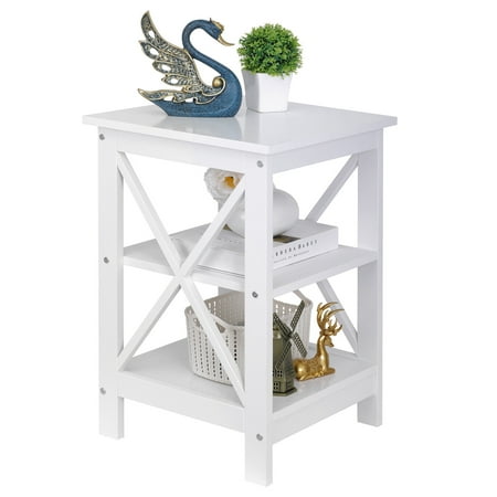 ZENSTYLE MDF 3 Tier X-Design End Table Rack, White